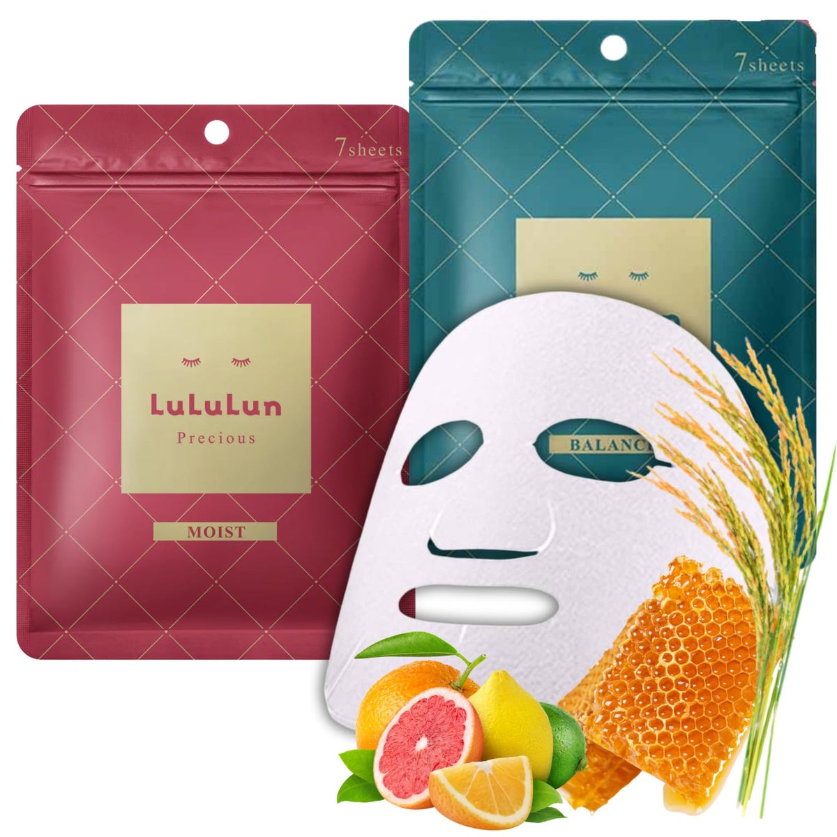 Lululun Face Masks, Hydration & Rice (14 sheets)