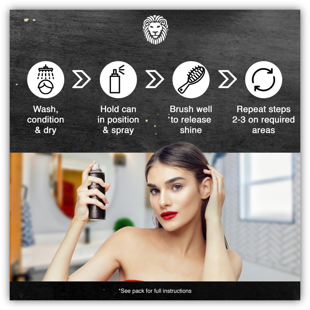 MANE Hair Thickening Fibre Spray, Jet Black (200ml)