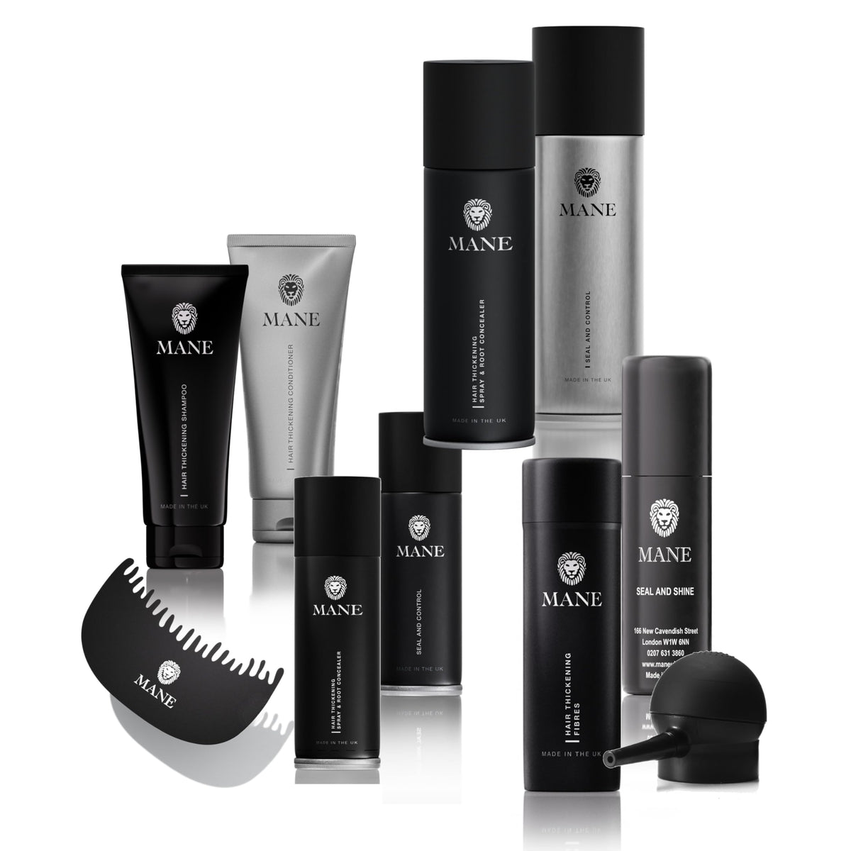 MANE Hair Thickening Fibre Spray, Jet Black (200ml)