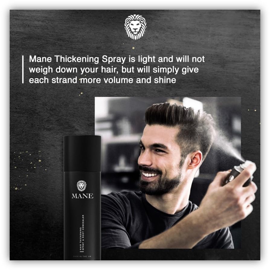 MANE Hair Thickening Fibre Spray, Jet Black (200ml)